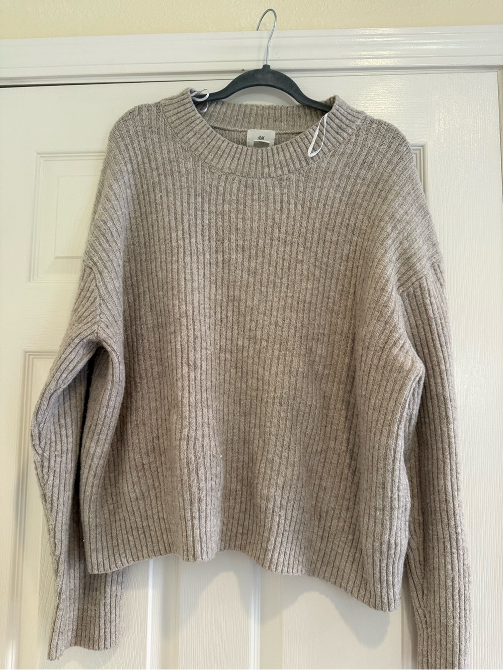 H&M Ribbed Crewneck Sweater - Taupe